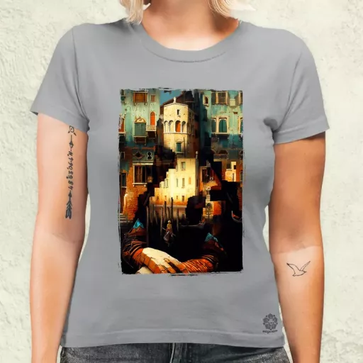 Pareidolia Mona Lisa város fantázia v1 női póló