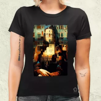 Pareidolia Mona Lisa város fantázia v1 női póló