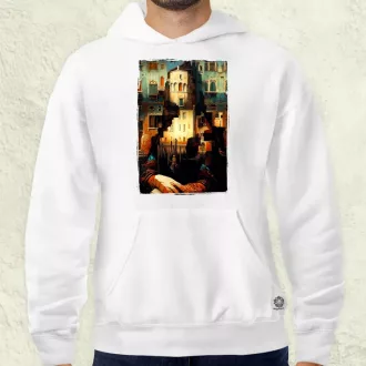 Pareidolia Mona Lisa város fantázia v1 férfi pulóver