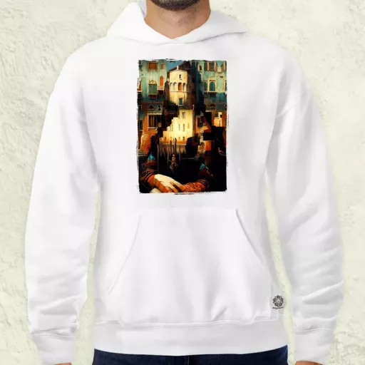 Pareidolia Mona Lisa város fantázia v1 férfi pulóver