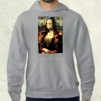 Pareidolia Mona Lisa város fantázia v1 férfi pulóver