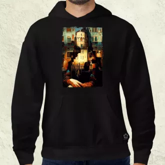 Pareidolia Mona Lisa város fantázia v1 férfi pulóver