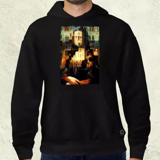 Pareidolia Mona Lisa város fantázia v1 férfi pulóver