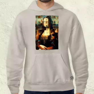 Pareidolia Mona Lisa város fantázia v1 férfi pulóver