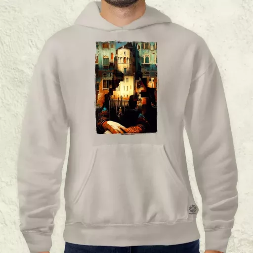 Pareidolia Mona Lisa város fantázia v1 férfi pulóver