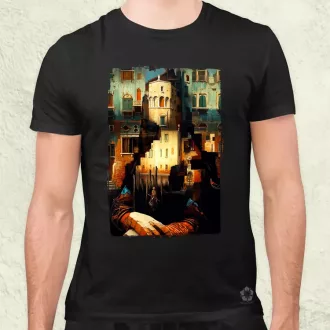 Pareidolia Mona Lisa város fantázia v1 férfi póló