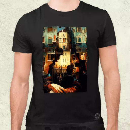 Pareidolia Mona Lisa város fantázia v1 férfi póló