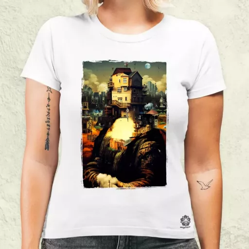 Pareidolia Mona Lisa város fantázia v2 női póló