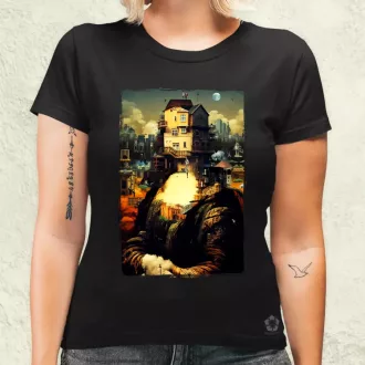 Pareidolia Mona Lisa város fantázia v2 női póló