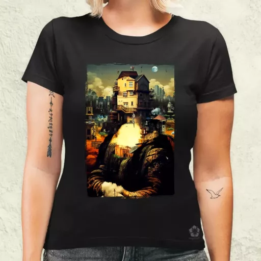 Pareidolia Mona Lisa város fantázia v2 női póló