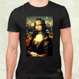 Pareidolia Mona Lisa város fantázia v2 férfi póló