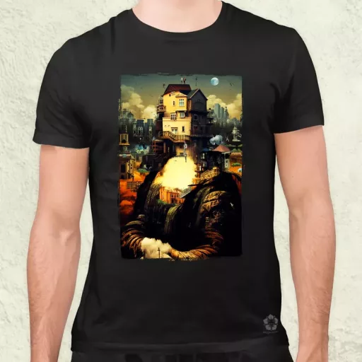 Pareidolia Mona Lisa város fantázia v2 férfi póló
