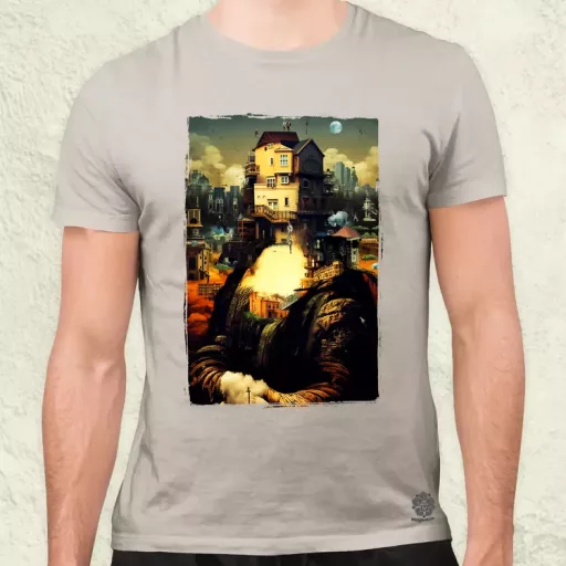 Pareidolia Mona Lisa város fantázia v2 férfi póló