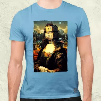 Pareidolia Mona Lisa város fantázia v2 férfi póló