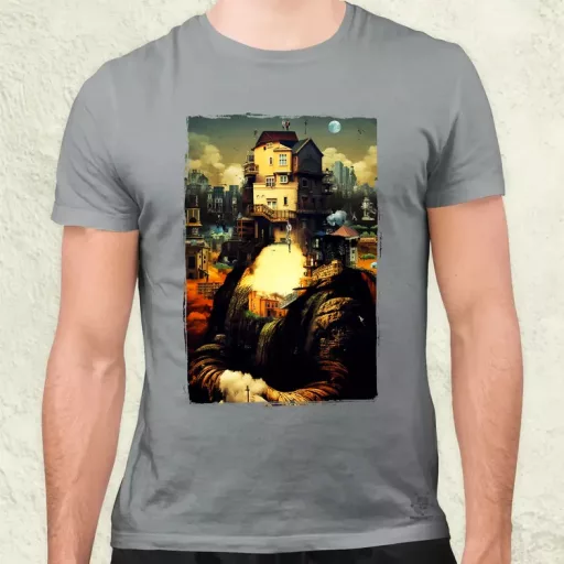 Pareidolia Mona Lisa város fantázia v2 férfi póló