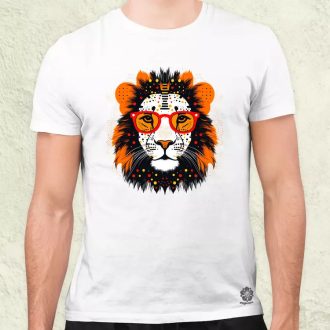 Pozitív alakzat negatív tér oroszlán v2 férfi póló