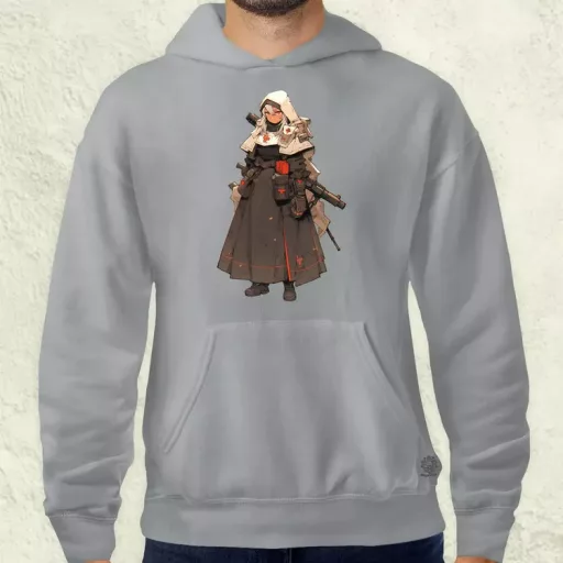 Dieselpunk anime apáca v6 férfi pulóver