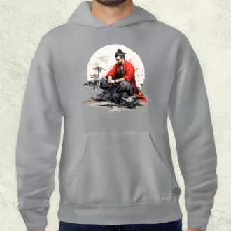 Szamuráj meditál v2 férfi pulóver