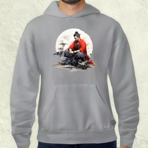Szamuráj meditál v2 férfi pulóver