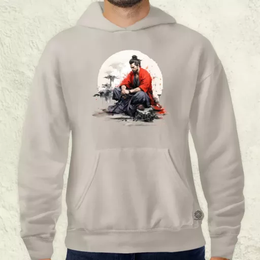 Szamuráj meditál v2 férfi pulóver
