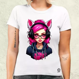 Pink gamer macskalány v2 női póló
