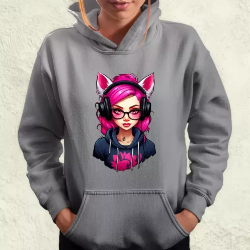 Pink gamer macskalány v2 női pulóver