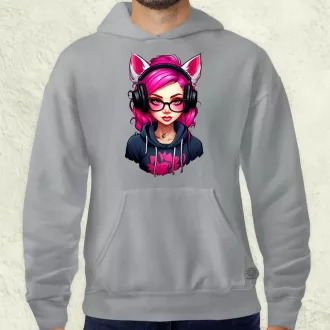 Pink gamer macskalány v2 férfi pulóver