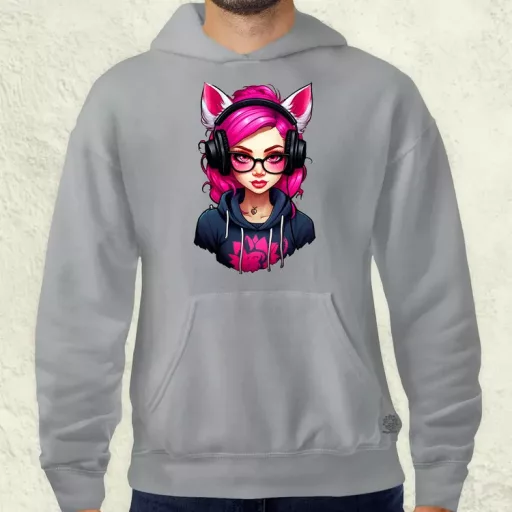 Pink gamer macskalány v2 férfi pulóver