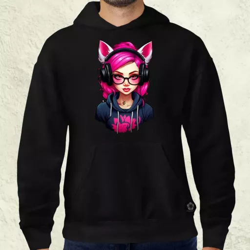 Pink gamer macskalány v2 férfi pulóver