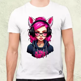 Pink gamer macskalány v2 férfi póló
