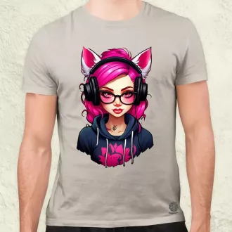 Pink gamer macskalány v2 férfi póló