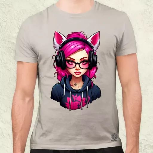 Pink gamer macskalány v2 férfi póló