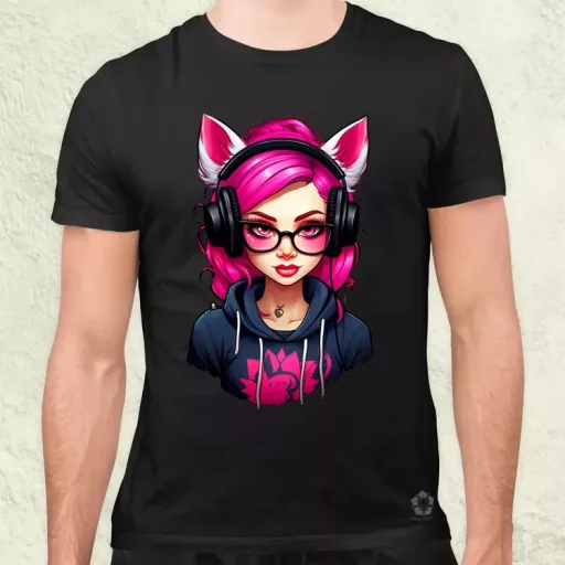 Pink gamer macskalány v2 férfi póló