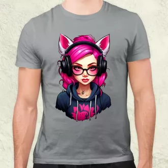 Pink gamer macskalány v2 férfi póló