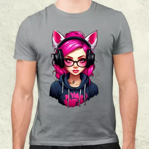 Pink gamer macskalány v2 férfi póló