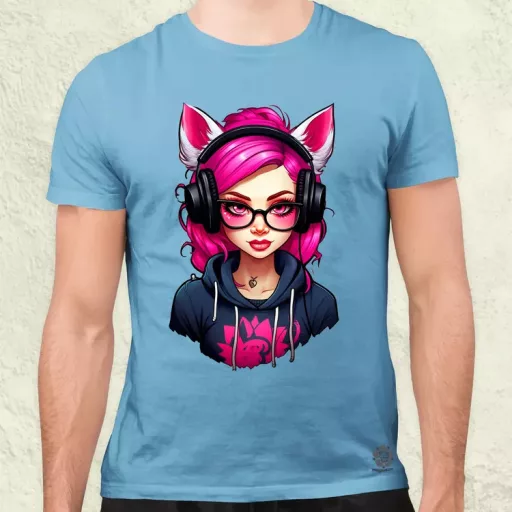 Pink gamer macskalány v2 férfi póló