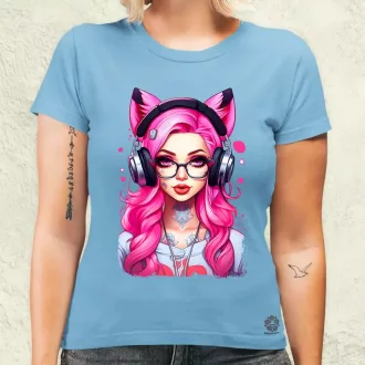 Pink gamer macskalány v4 női póló