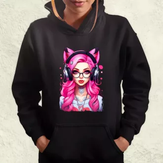 Pink gamer macskalány v4 női pulóver