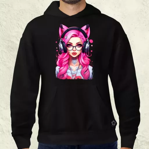 Pink gamer macskalány v4 férfi pulóver