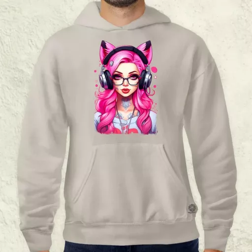 Pink gamer macskalány v4 férfi pulóver