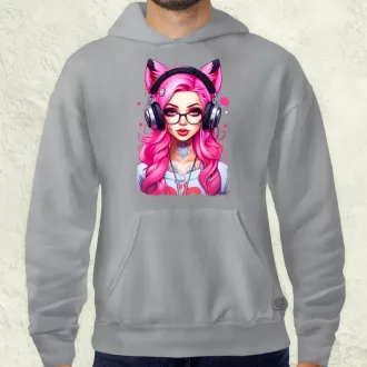 Pink gamer macskalány v4 férfi pulóver