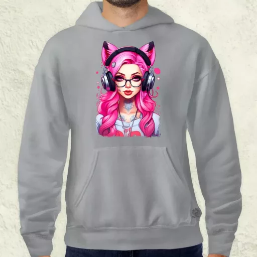 Pink gamer macskalány v4 férfi pulóver