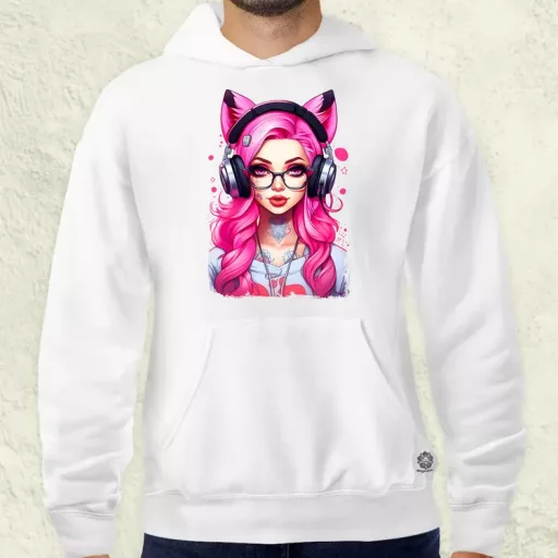 Pink gamer macskalány v4 férfi pulóver