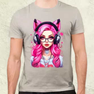 Pink gamer macskalány v4 férfi póló