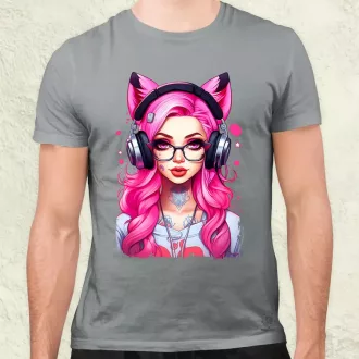 Pink gamer macskalány v4 férfi póló