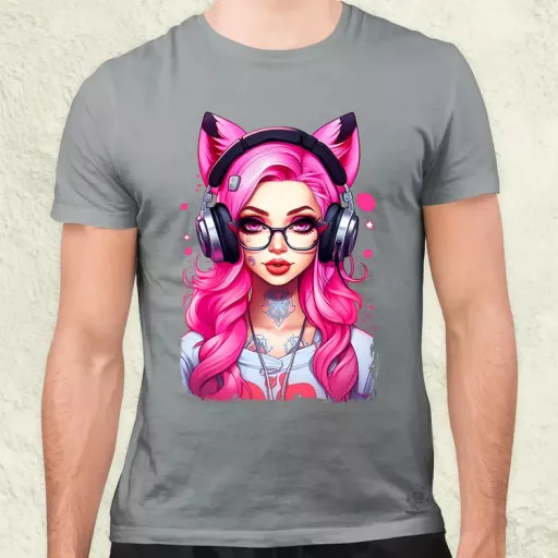 Pink gamer macskalány v4 férfi póló