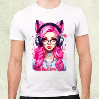 Pink gamer macskalány v4 férfi póló