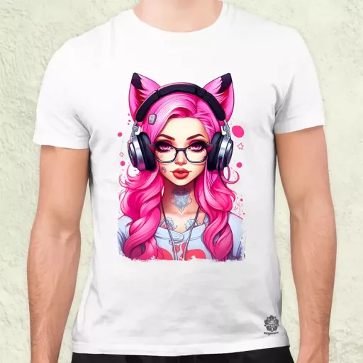 Pink gamer macskalány v4 férfi póló