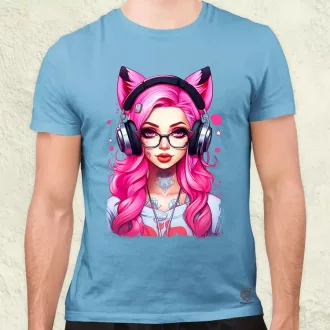 Pink gamer macskalány v4 férfi póló