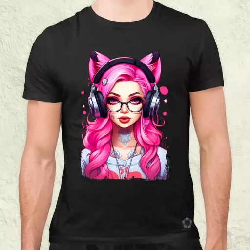 Pink gamer macskalány v4 férfi póló